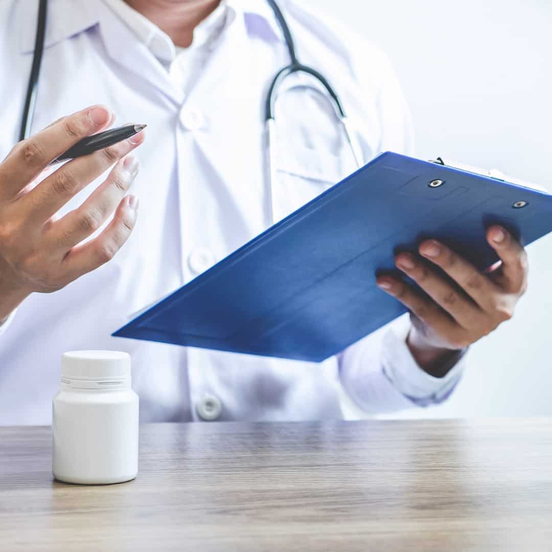 doctor with blood test results