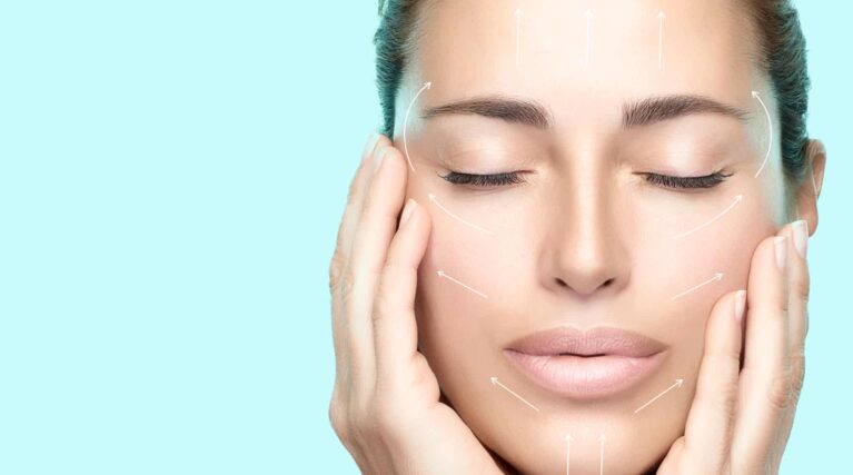 woman with radio frequency facial contouring treatment